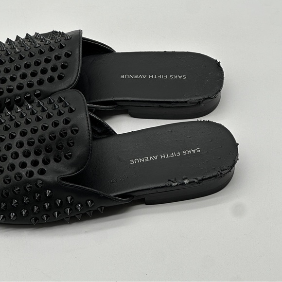 Saks Fifth Avenue Rudy Metal Spikes Slip on mule loafers shoes size 11.5 - Picture 8 of 13